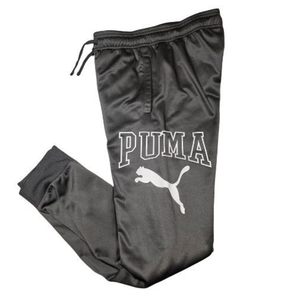 Puma Boys L 14/16 Track Pants Black Graphic Joggers Activewear Sweatpants Silky